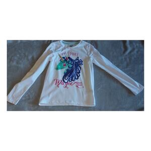Spotted Zebra Girls Long Sleeve Unicorn Graphic Tee I'm Pure Magic Size Med(8)